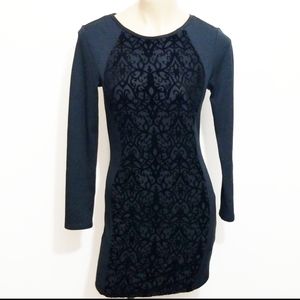 Sexy Velvety Long Sleeves Mini Dress Divided, Sz12